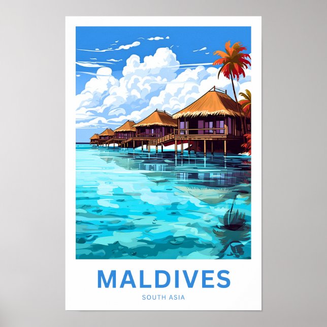 Poster Maldivas South Asia Travel Print (Frente)