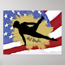 Male Gymnast Silhouette Art - Bandeira Americana