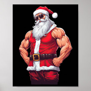 Poster Malhação Muscular do Papai Noel de Construção de P