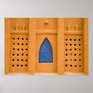 Póster Mali, Segou. Construção tradicional de tijolos d