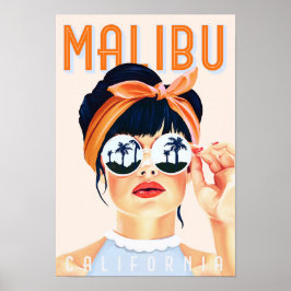 Poster Malibu, Califórnia: Viagem de Pinup Menina Sexy Vi