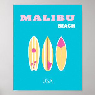Poster Malibu, praia Malibu, Tropical, Preppy, Arte de Pr