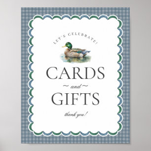 Poster Mallard Duck Caça Cartões e Presentes Azuis Gingha