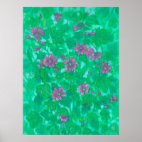 Mallow Bloom, Malva Flores de Verão Pintura Floral