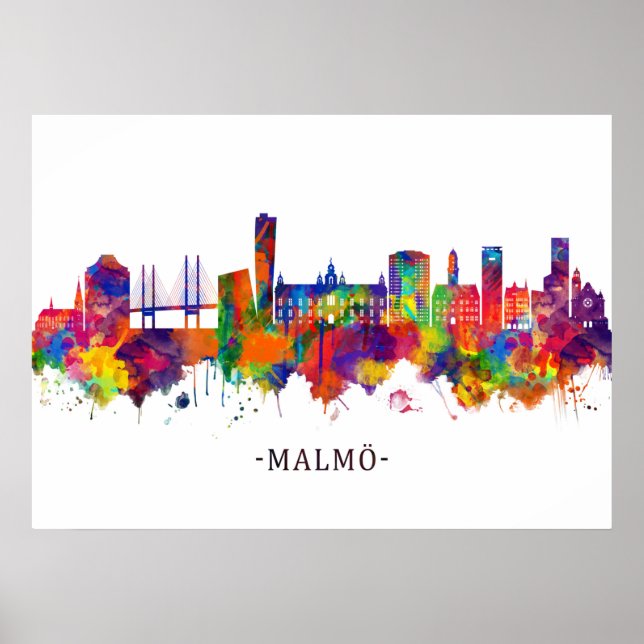 Poster Malmo Suecia Skyline (Frente)