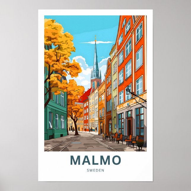 Poster Malmo Suécia Travel Print (Frente)