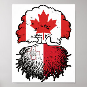 Poster Malta Canadian Tree Roots Flag