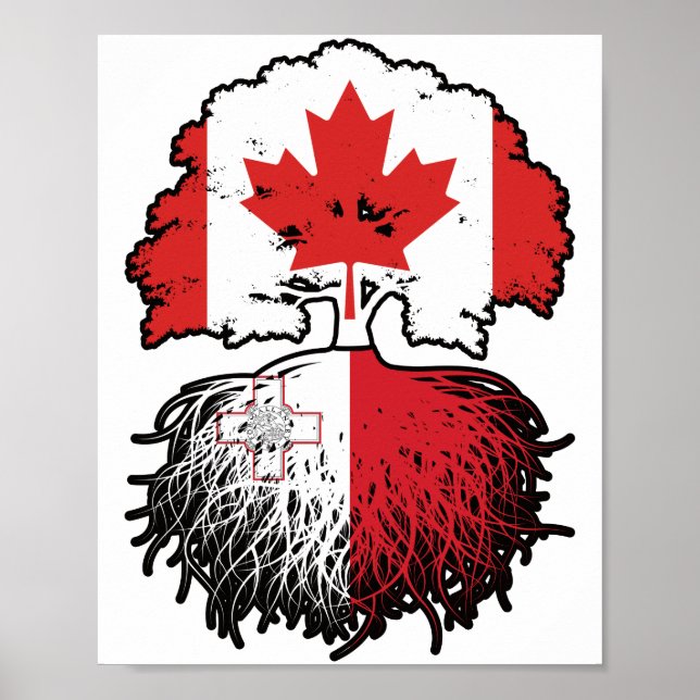 Poster Malta Canadian Tree Roots Flag (Frente)