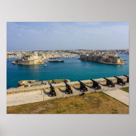 Poster Malta Saluting Battery Cannons Grand Harbour