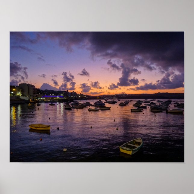 Poster Malta St. Paul's Bay By Night Photography (Frente)