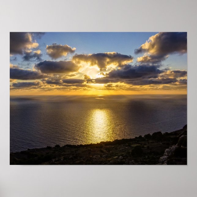 Poster Malta Sunset Over Mediterranean Sea Photography (Frente)