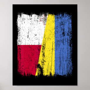 Poster Malta Ucrânia Meia Bandeira Património Ucraniano M