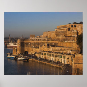 Póster Malta, Valletta, vista do porto a partir de Lower