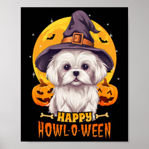 Poster Maltês Cachorro De Halloween Howl O Weny Pet Engra