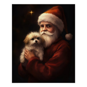 Póster Maltês com Papai Noel Natal Festivo