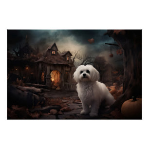 Póster Maltês de Halloween Assustador
