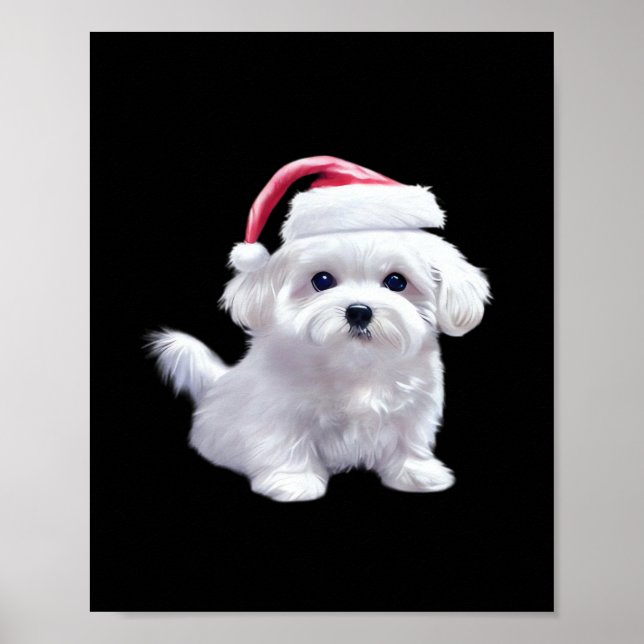 Poster Maltês de Natal - Perfeito para Amantes de Animais (Frente)