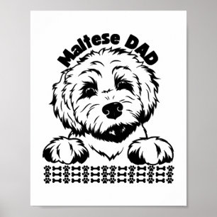 Poster Maltês Pai preto e branco Design maltês
