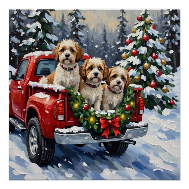 Póster Malti-Tzu Christmas Red Truck Holiday (Frente)