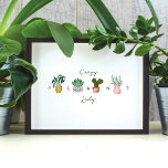 Poster Maluca de Plantas | Quic Watercolor Plantas Potáve<br><div class="desc">Você é louco por plantas? Ou conhece alguém que não consegue ter o suficiente de suas plantas? Então esta Poster de "Senhora das Plantas Loucas" é perfeita para você mesmo ou como presente. Nossa design apresenta nossas lindas plantas pintadas a aquarelas pintadas a mão. A palavra "VEGETAL" é espaçada entre...</div>