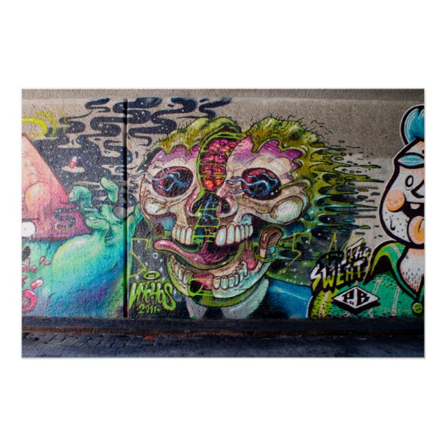 Póster Maluco Grafite Crânio De Horror (Frente)