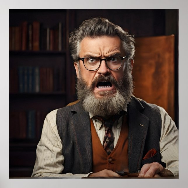Poster Maluco professor com barba (Frente)