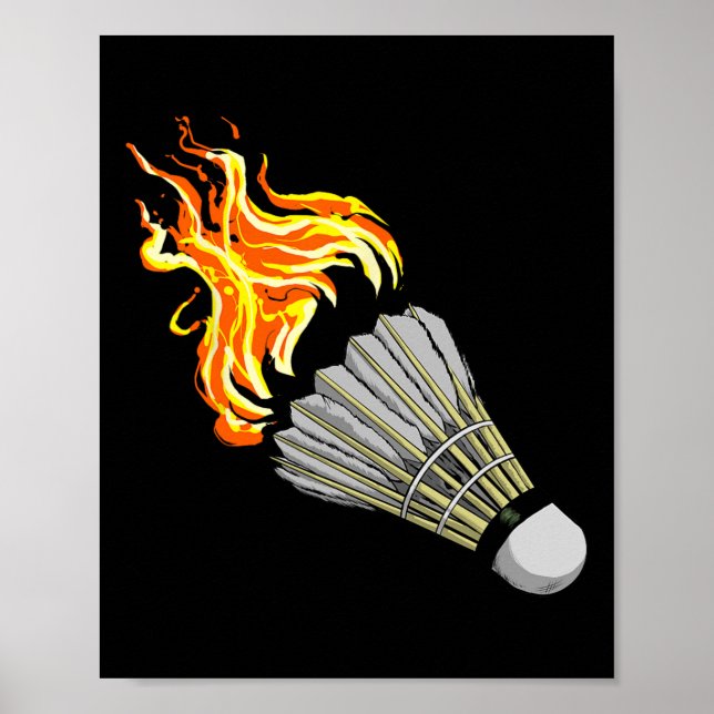 Poster Malvado Badminton Flame Shuttle Art Sports (Frente)
