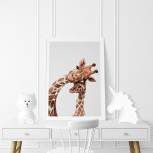 Poster Mama & Baby Giraffe, Watercolor