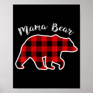 Poster Mama Bear _ Mulheres Xadrez Vermelho Natal Família