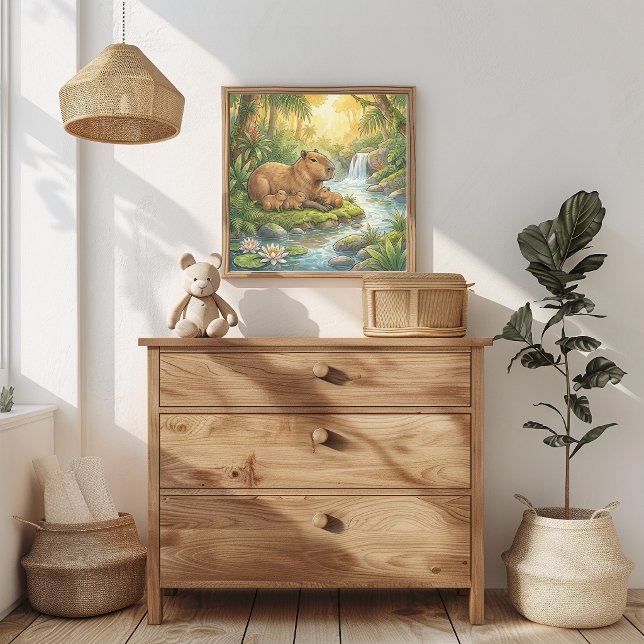 Poster Mama Capybara and Babies Nursery (Criador carregado)