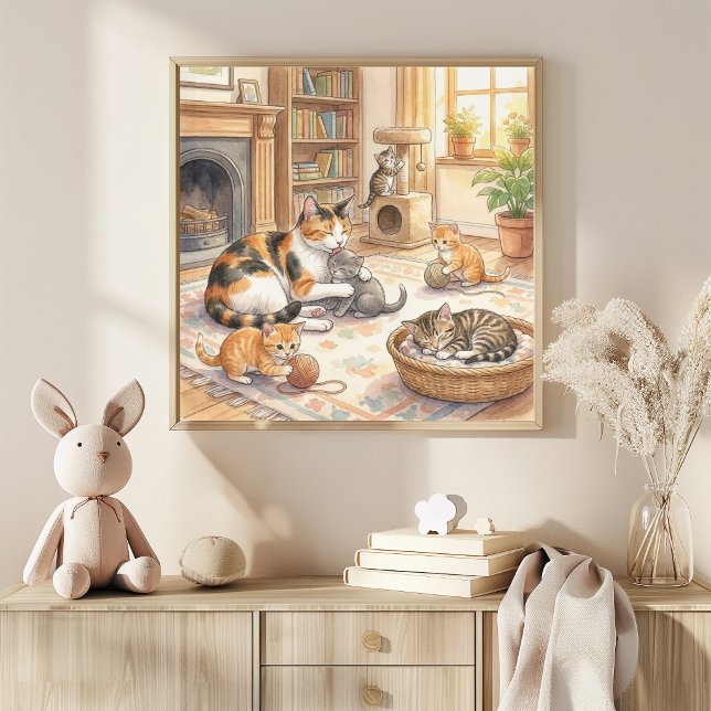 Poster Mama Cat and Kittens Nursery (Criador carregado)