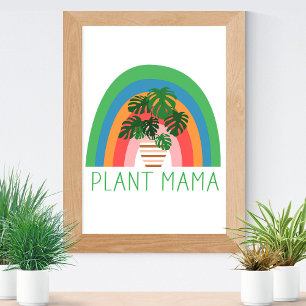 Poster Mama das Plantas Boho Arco-Íris Folhas de Monstera