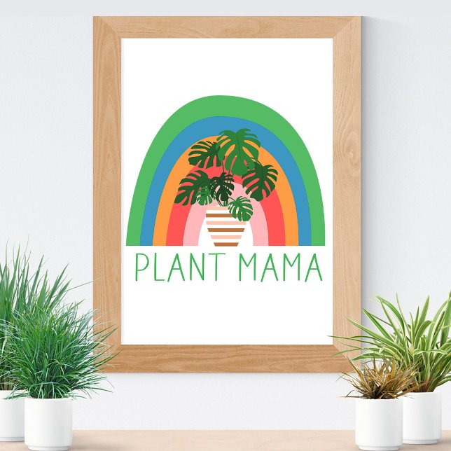 Poster Mama das Plantas Boho Arco-Íris Folhas de Monstera (Criador carregado)