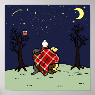 Póster Mamã de Labrador e céu estrelado