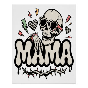Póster Mama engraçada de Halloween Caveira Legal