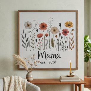 Póster Mama Est Arte Botânico de Flores Silvestres Anual