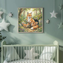 Poster Mama Fox e Seu Berçário de Bebês
