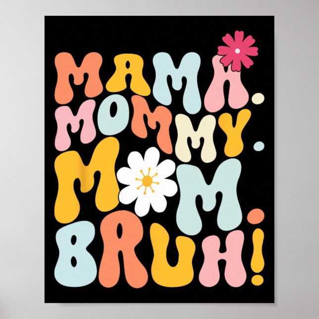 Poster Mama Mamãe Mãe Bruh Groovy Dia das Mães  (Frente)