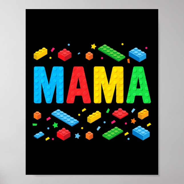 Poster Mama Master Builder Building Bricks Engraçado M (Frente)