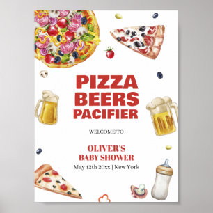 Poster Mama Mia Pizza Beer Pacifier Chá de fraldas Bem-vi