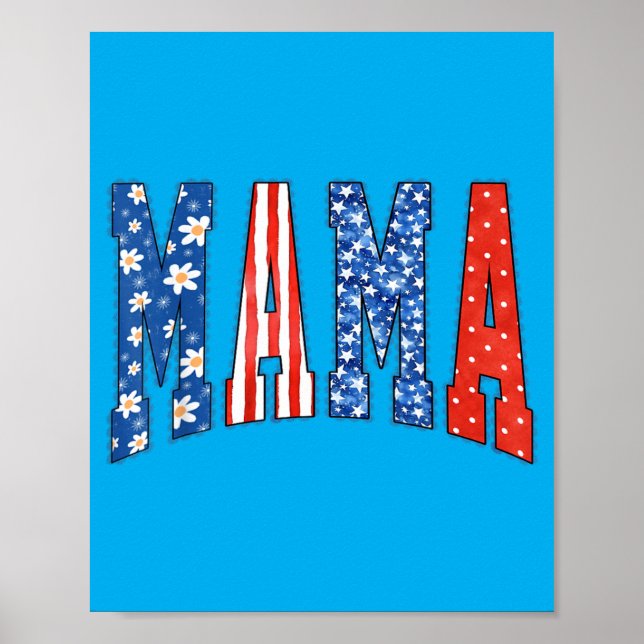 Poster Mama Mini Fofo 4 De Julho Mãe Crianças Americano (Frente)