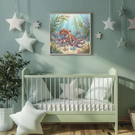 Poster Mama Octopus and Babies Nursery