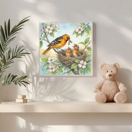 Poster Mama Oriole and Chicks Nursery