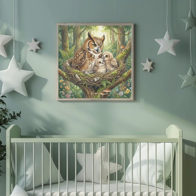 Poster Mama Owl e sua creche de filhotes de coruja (Criador carregado)