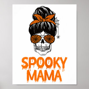 Poster Mama Preguiçosa de Halloween Caveira Mensagem