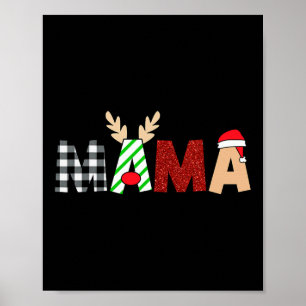 Poster Mama Santa Natal Família Combinando Pijamas Mama