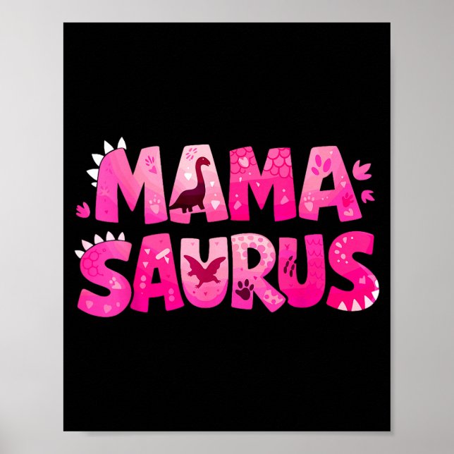 Poster Mama saurus dino engraçado aniversário para mães c (Frente)
