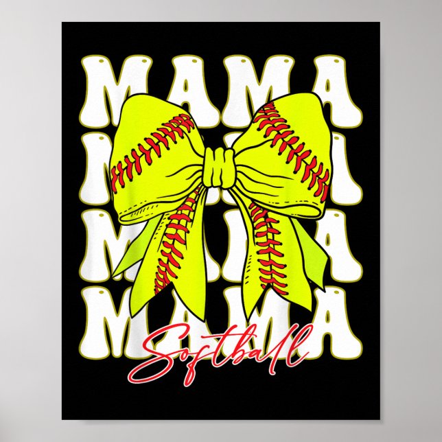 Poster Mama Softball Arco Jogo de Coquetes Dia de Softbal (Frente)
