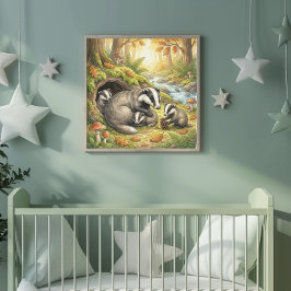 Poster Mama Texugo e seus Filhotes Creche