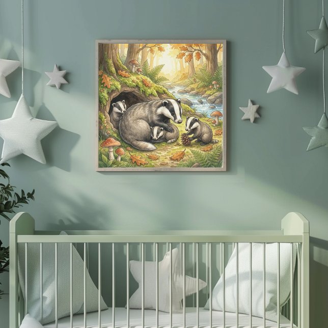 Poster Mama Texugo e seus Filhotes Creche (Criador carregado)